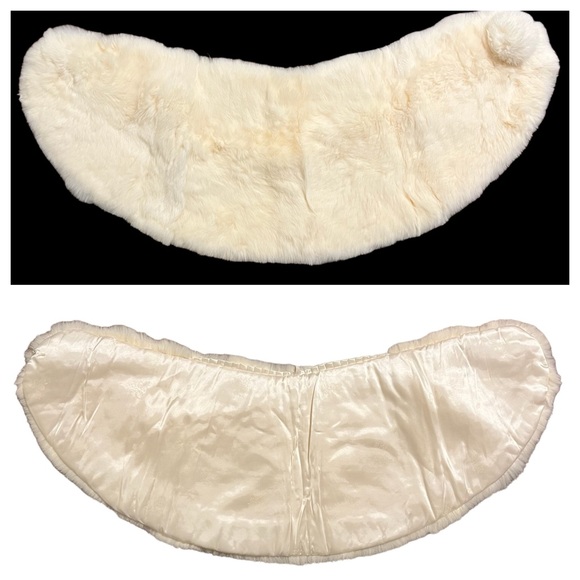 Vintage Retro 60s Ivory Rabbit Fur Stole with Satin Lining - Picture 4 of 12